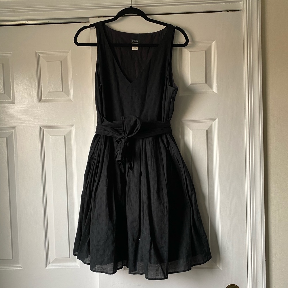Jcrew Fit & Flare Black Polka Dot Dress Sz 14